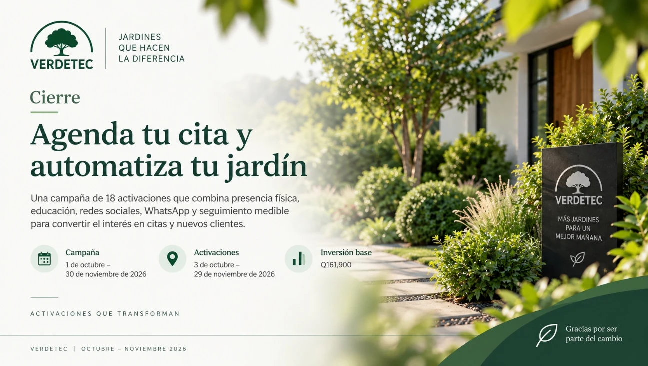 VerdeTec campaign concept: Agenda tu cita y automatiza tu jardín