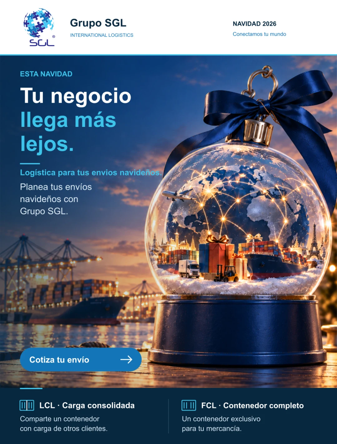 Grupo SGL cargo and logistics promotional design