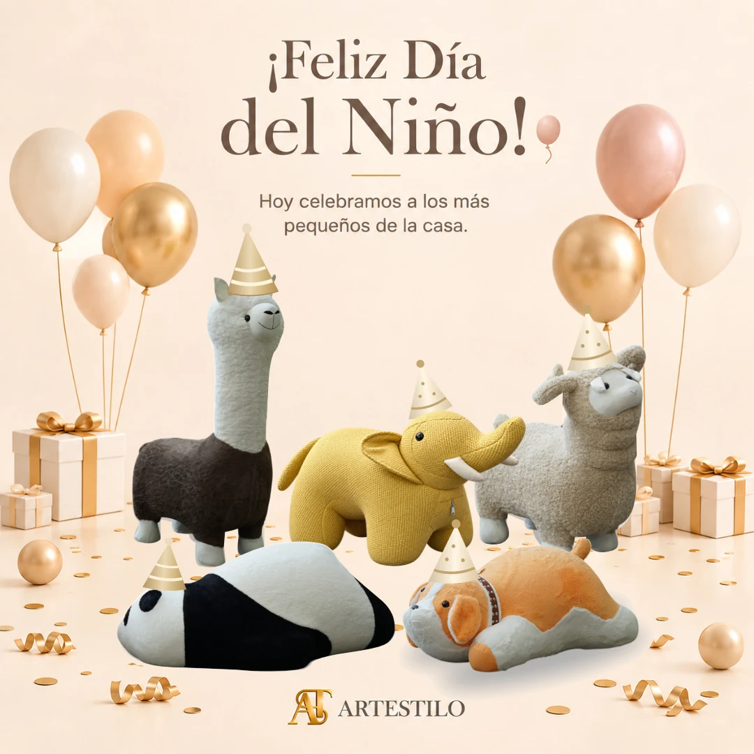 Artestilo Children's Day post with plush toys and balloons